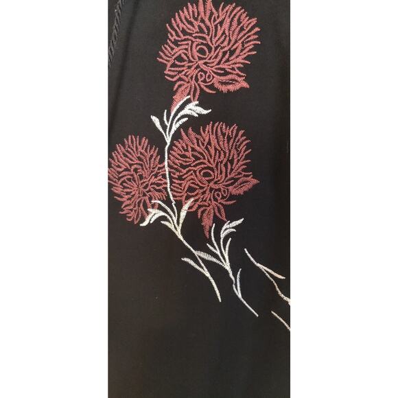 Daniel Rainn Top Blouse Womens LARGE BOHO Intricate Floral Embroidery Black - Picture 4 of 16